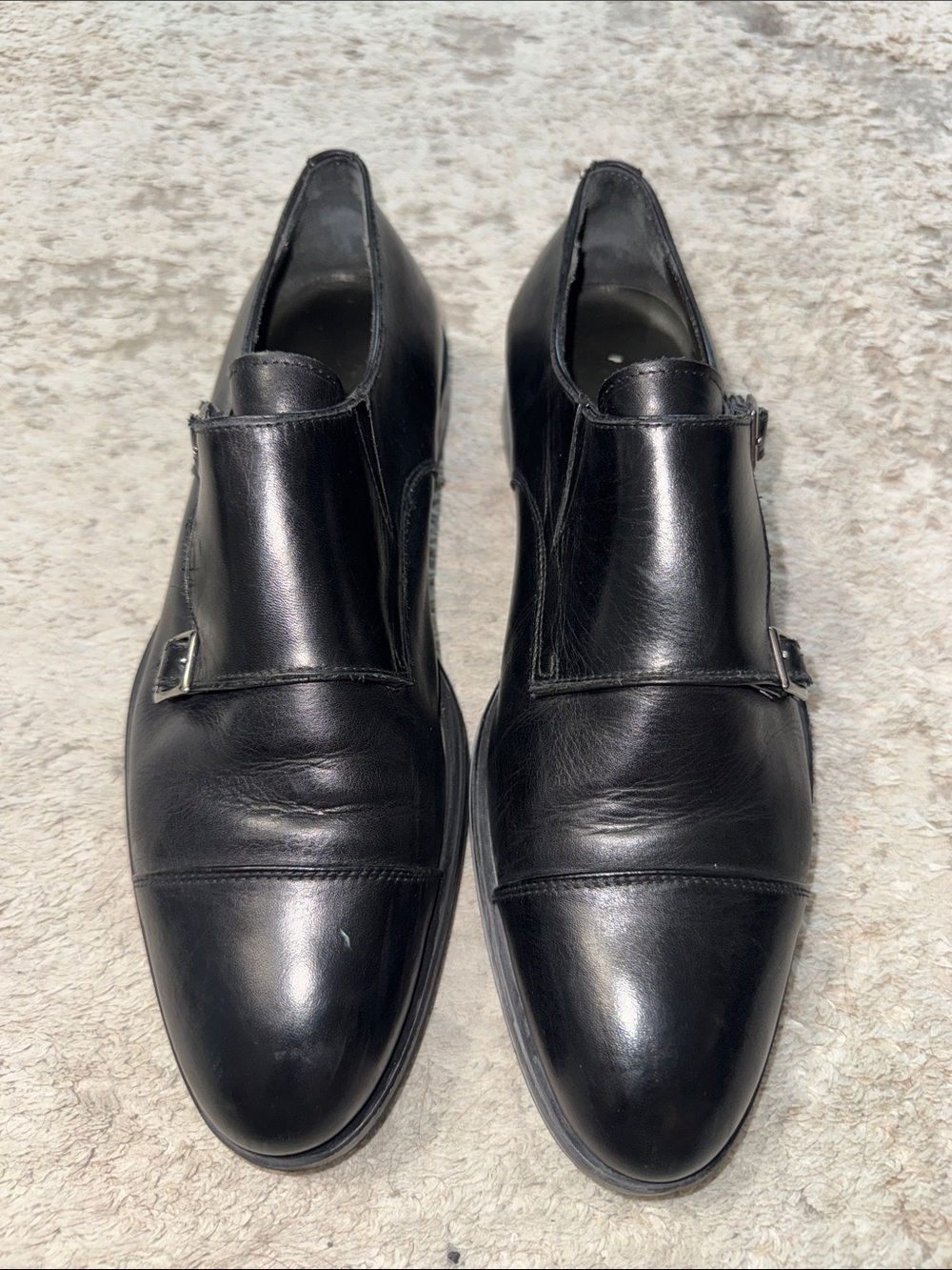 Black Leather Single Monk Strap Dress Shoes Made in Italy 🇮🇹